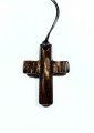 Krzyżyk 5cm x 4cm na czarnym sznurku woskowanym 
Skamieniałe drewno