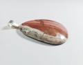 Jaspis na posrebrzanej zawieszce
w kolorach brązu różu pudrowego i bieli
Rozmiar kamienia 3,9cm x 5,4cm
