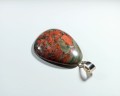 Wisiorek z jaspisu na posrebrzanej zawieszce.
Rozmiar kamienia 5cm x 3,7cm