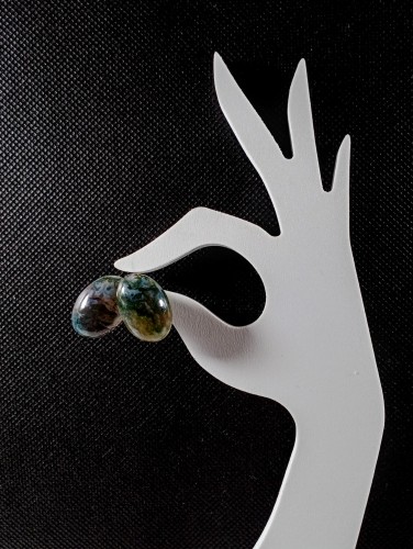 Kolczyki  z agatu mszystego na sztyftach