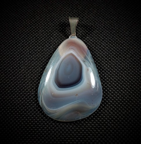 Wisiorek z agatu oczkowego 4,5 cm na posrebrzanej zawieszce