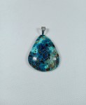 Chryzokola na posrebrzanej zawieszce morski kamień 