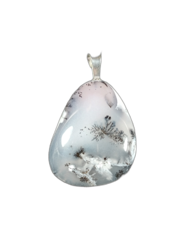 Opal mszysty (dendrytowy) na zawieszce 
rozmiar kamienia 43mm x 35mm