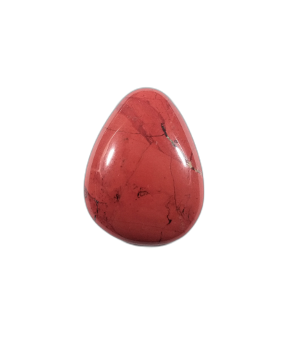 Jaspis czerwony z kryształkami kwarcu. 
Kamień naturalny, szlifowany.