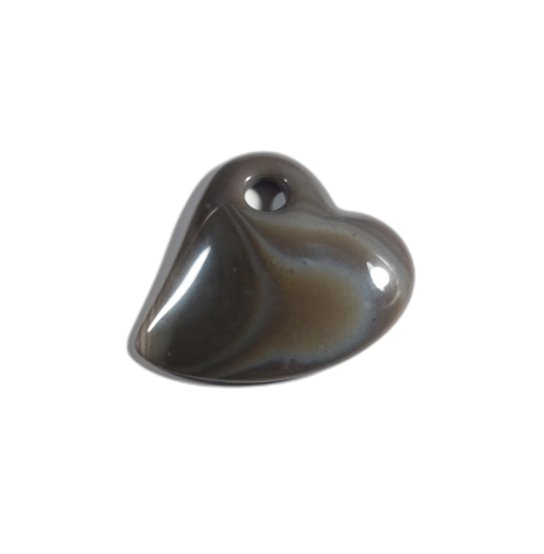 Serduszko Krzemień pasiasty z otworkiem na rzemień 42mm x 40mm otworek 6mm