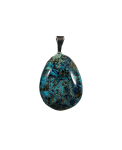 Chryzokola na posrebrzanej zawieszce kolorowy kamień ozdobny 