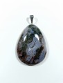 Wisiorek agat mszysty na posrebrzanej zawieszce