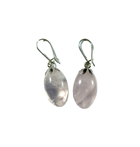 Wiszące kolczyki, kwarc różowy, posrebrzane bigle,
długość kamieni 20mm