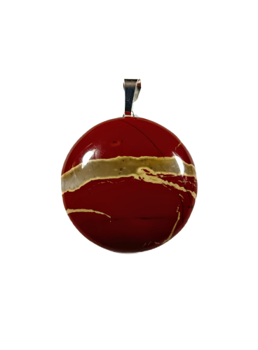 Wisiorek Jaspis czerwony na posrebrzanej zawieszce okrągły