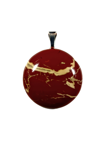 Wisiorek Jaspis czerwony na posrebrzanej zawieszce okrągły