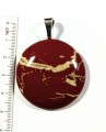 Wisiorek Jaspis czerwony na posrebrzanej zawieszce okrągły