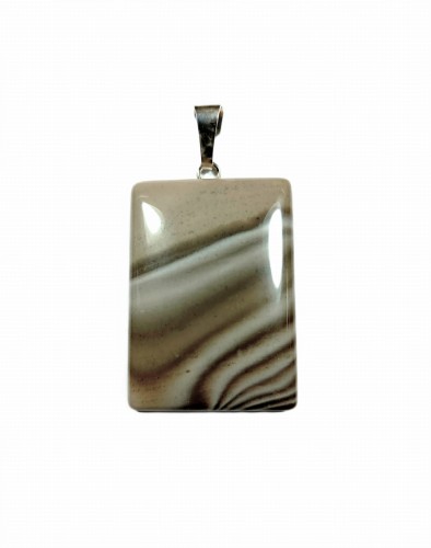 Wisiorek krzemień pasiasty na posrebrzanej zawieszce