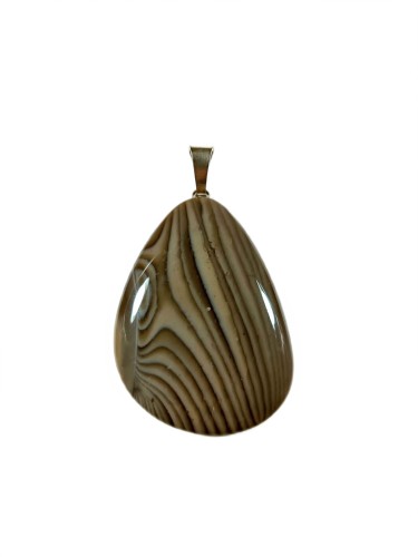 Wisiorek krzemień pasiasty na posrebrzanej zawieszce