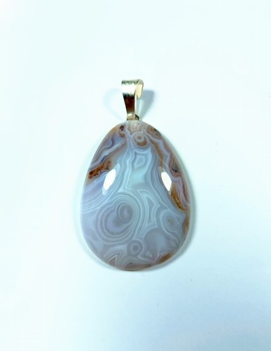 Agat marokański na posrebrzanej zawieszce