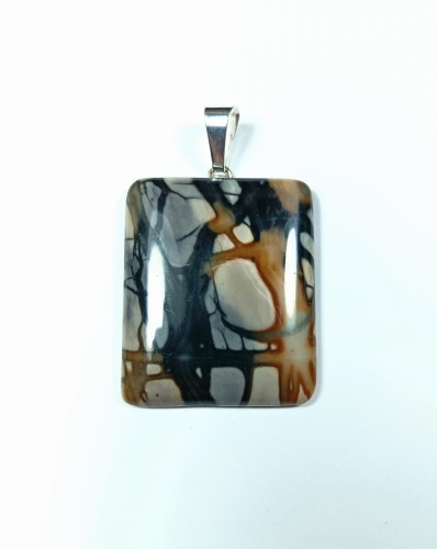 Jaspis Picasso na posrebrzanej zawieszce