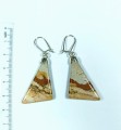 Wiszące kolczyki, jaspis obrazkowy, trójkąty, posrebrzane bigle