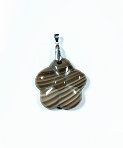 Wisiorek krzemień pasiasty, ręcznie zrobiony kwatek