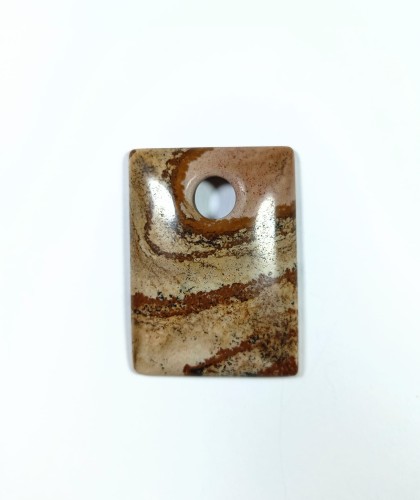 Jaspis pejzażowy prostokąt z otworkiem na rzemień