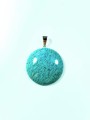 Wisiorek Amazonit na posrebrzanej zawieszce okrągły