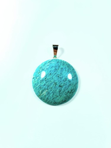 Wisiorek Amazonit na posrebrzanej zawieszce okrągły