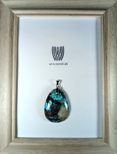 Chryzokola na zawieszce ze stali szlachetnej